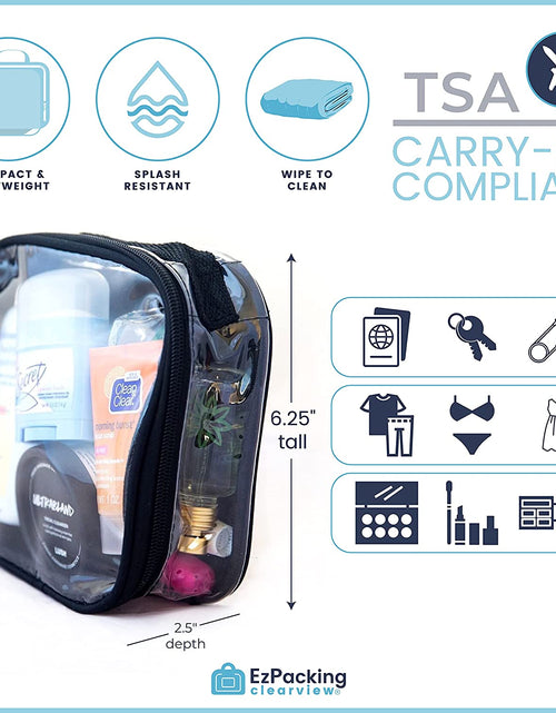 Load image into Gallery viewer, Clear TSA Approved 3-1-1 Travel Toiletry Bag for Carry on / Quart Size Transparent Liquids Pouch for Airport Security &amp; Carry on / Reusable See through Vinyl &amp; PVC Plastic Organizer for Men and Women (Pink)
