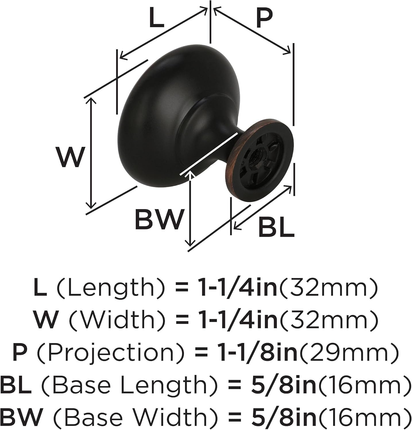 | Cabinet Knob | Oil Rubbed Bronze | 1-1/4 Inch (32 Mm) Diameter | Edona | 1 Pack | Drawer Knob | Cabinet Hardware