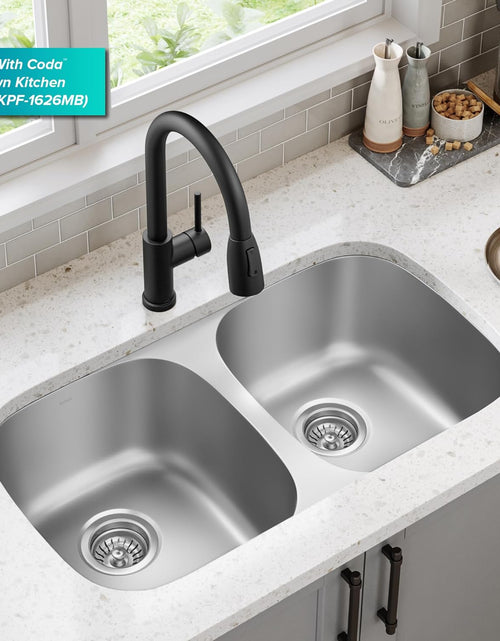 Load image into Gallery viewer, KBU22 32 Inch Undermount 50/50 Double Bowl 16 Gauge Stainless Steel Kitchen Sink
