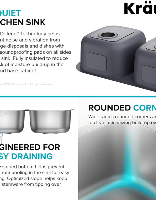 Load image into Gallery viewer, KBU22 32 Inch Undermount 50/50 Double Bowl 16 Gauge Stainless Steel Kitchen Sink
