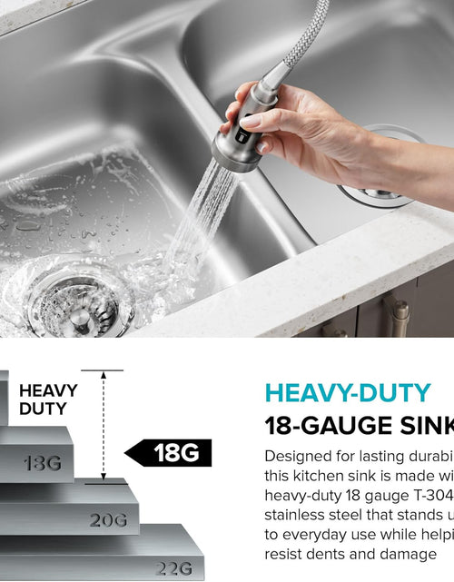 Load image into Gallery viewer, KBU22 32 Inch Undermount 50/50 Double Bowl 16 Gauge Stainless Steel Kitchen Sink
