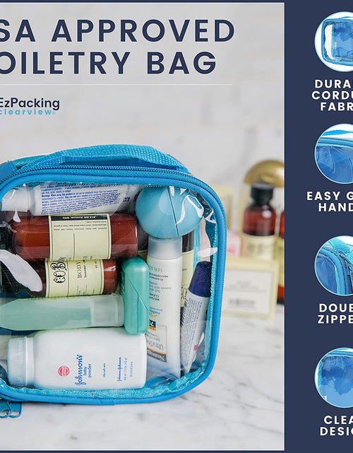 Load image into Gallery viewer, Clear TSA Approved 3-1-1 Travel Toiletry Bag for Carry on / Quart Size Transparent Liquids Pouch for Airport Security &amp; Carry on / Reusable See through Vinyl &amp; PVC Plastic Organizer for Men and Women (Pink)
