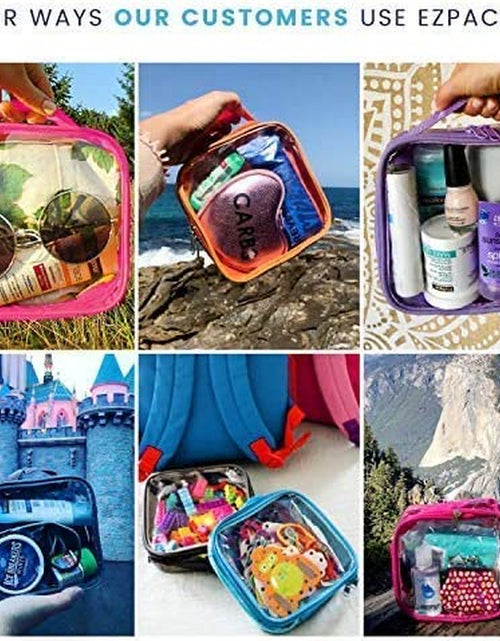 Load image into Gallery viewer, Clear TSA Approved 3-1-1 Travel Toiletry Bag for Carry on / Quart Size Transparent Liquids Pouch for Airport Security &amp; Carry on / Reusable See through Vinyl &amp; PVC Plastic Organizer for Men and Women (Pink)
