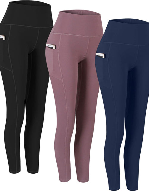 Load image into Gallery viewer, 2 Pack High Waist Yoga Pants with Pockets, Tummy Control Workout Running Yoga Leggings for Women
