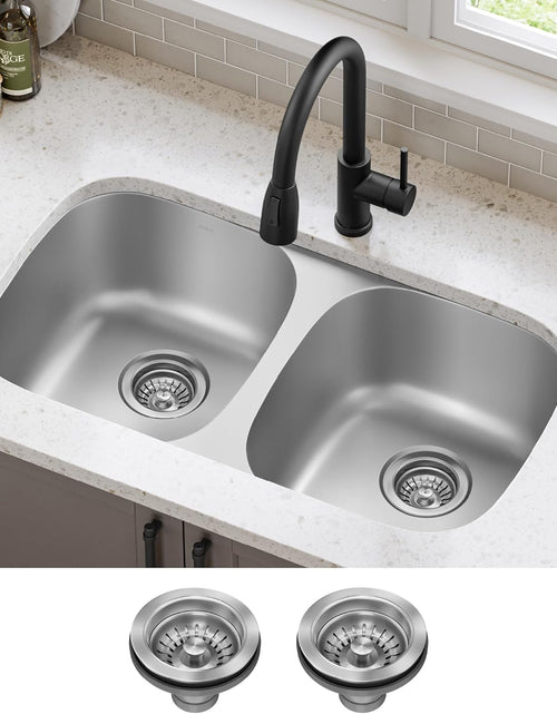 Load image into Gallery viewer, KBU22 32 Inch Undermount 50/50 Double Bowl 16 Gauge Stainless Steel Kitchen Sink
