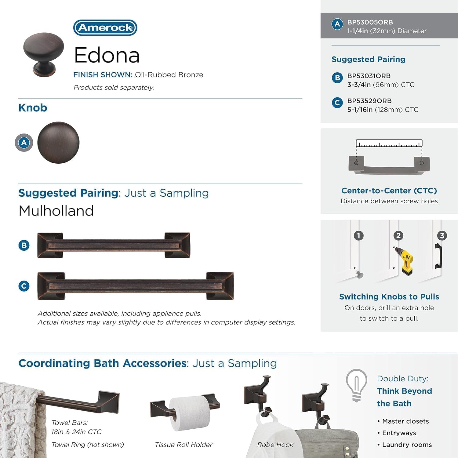 | Cabinet Knob | Oil Rubbed Bronze | 1-1/4 Inch (32 Mm) Diameter | Edona | 1 Pack | Drawer Knob | Cabinet Hardware