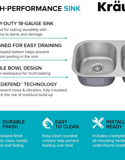 Load image into Gallery viewer, KBU22 32 Inch Undermount 50/50 Double Bowl 16 Gauge Stainless Steel Kitchen Sink
