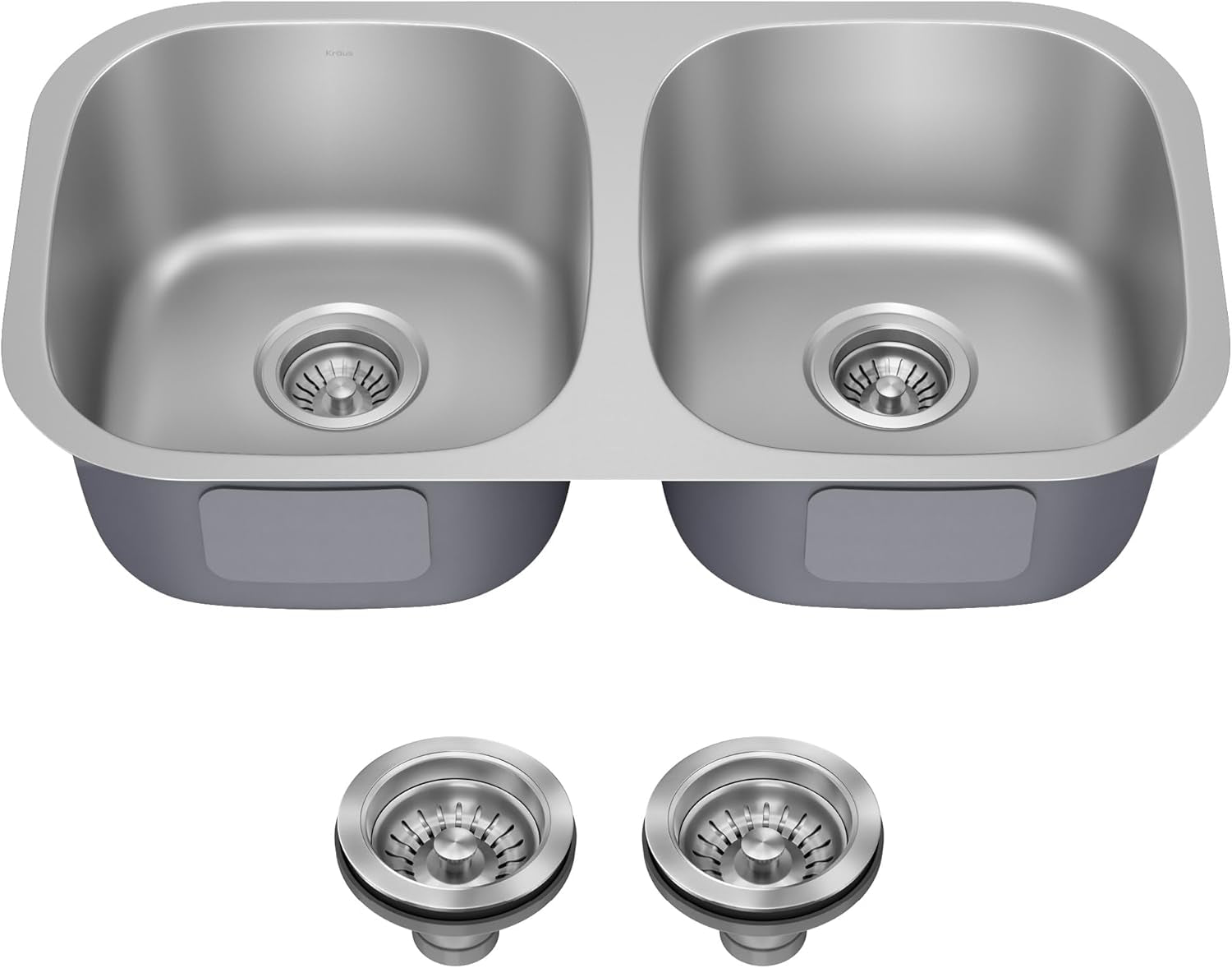 KBU22 32 Inch Undermount 50/50 Double Bowl 16 Gauge Stainless Steel Kitchen Sink