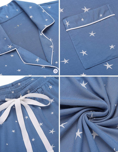 Load image into Gallery viewer, Womens Pajamas Set Short Sleeve Sleepwear Button down Nightwear Shorts Soft Pj Sets S-XXL
